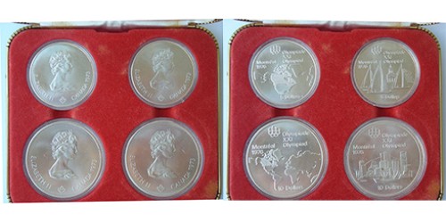 Набор монет Канады в подарочной коробке. 4,336 oz. 0,925 145,80 грамм. UNC.