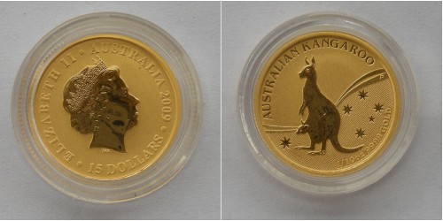 Австралия. Елизавета II. 15 долларов 2009 года. Золото. Proof. В оригинальной капсуле.